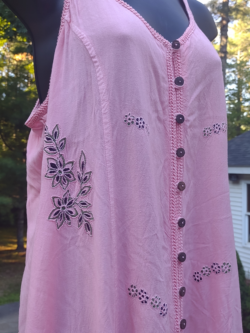Pink Embroidered Boho Dress